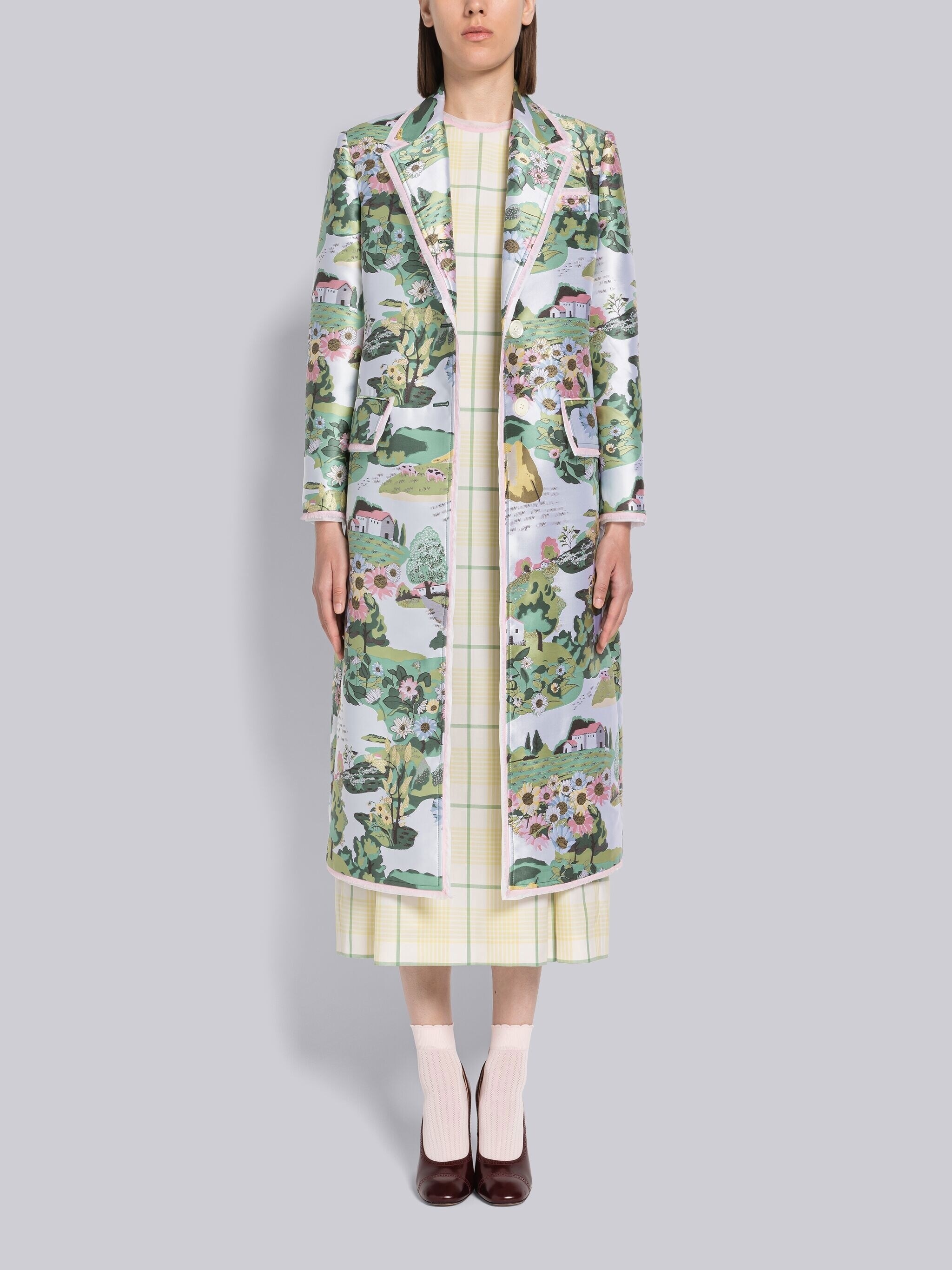 Hairline Check Suiting 4-Bar Pleat Back Dress - 4