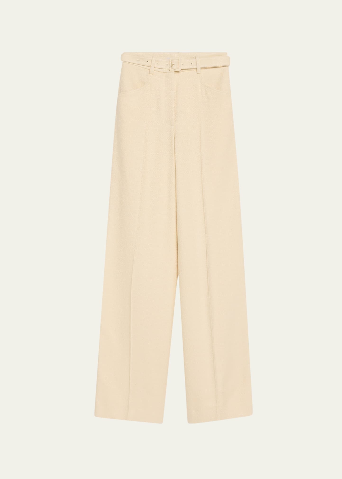 Norman Textured Silk Straight-Leg Pants With Belt - 1