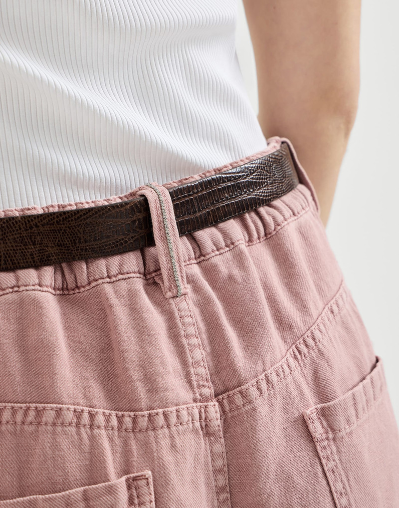 Garment-dyed contemporary trousers in cotton and linen cover with monili 4