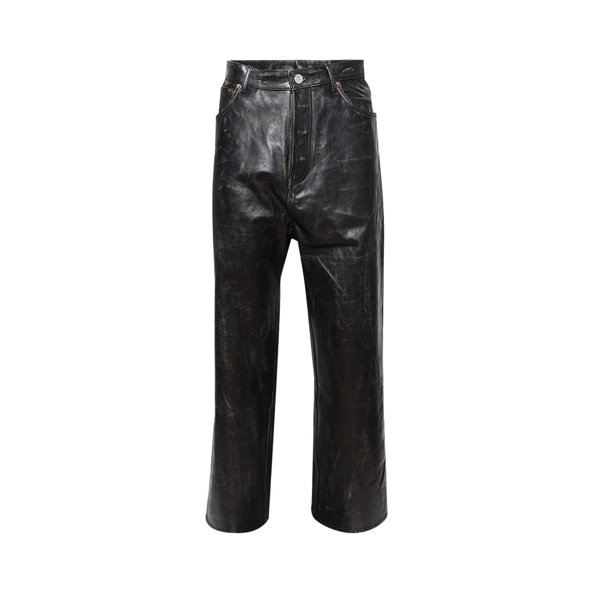 Vetements Distressed Leather Pants 'Black' - 1