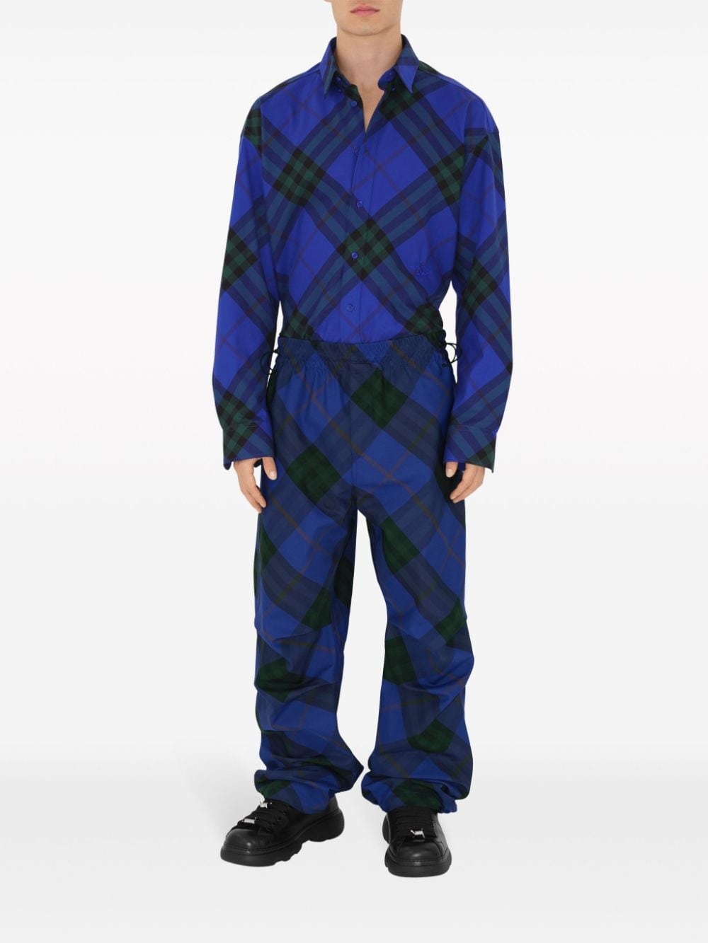 EKD-embroidered checkered twill trousers - 2
