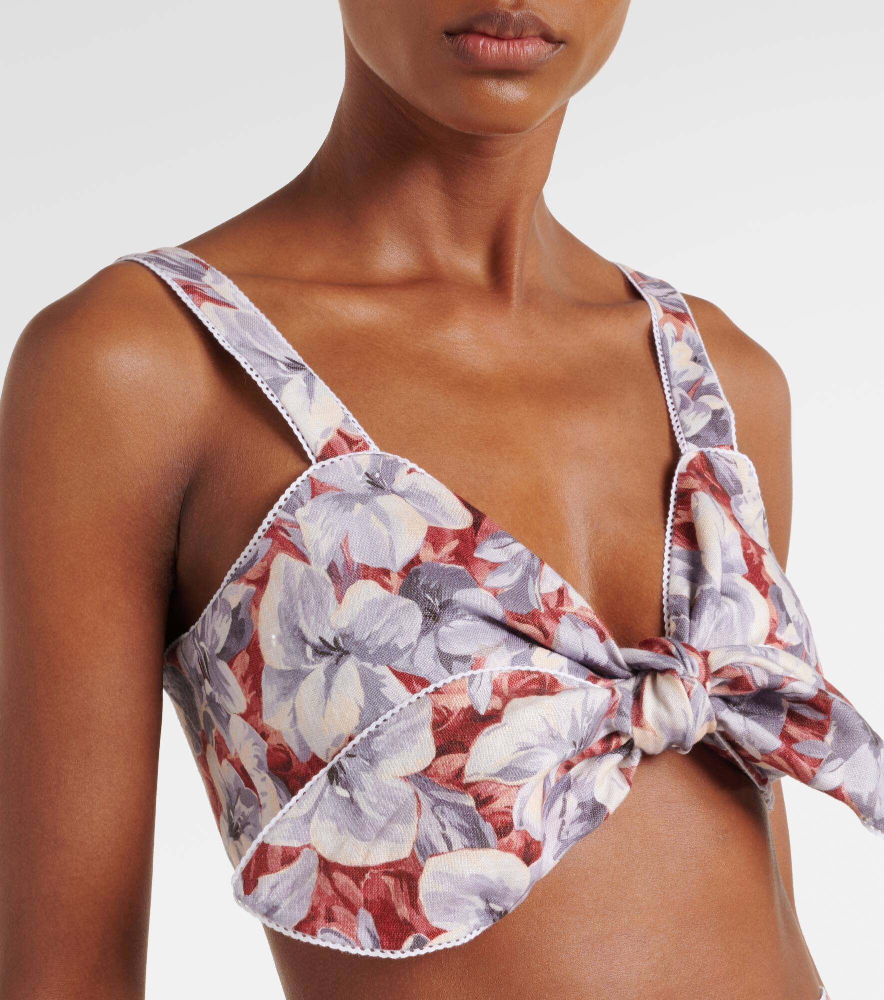 Luna floral linen crop top - 4