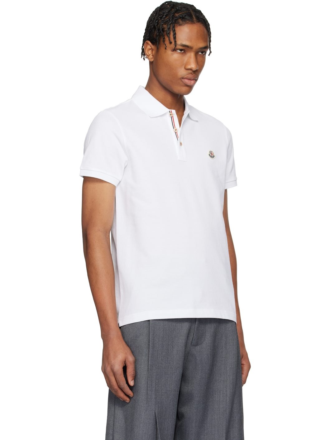 White Logo Patch Cotton Polo - 2