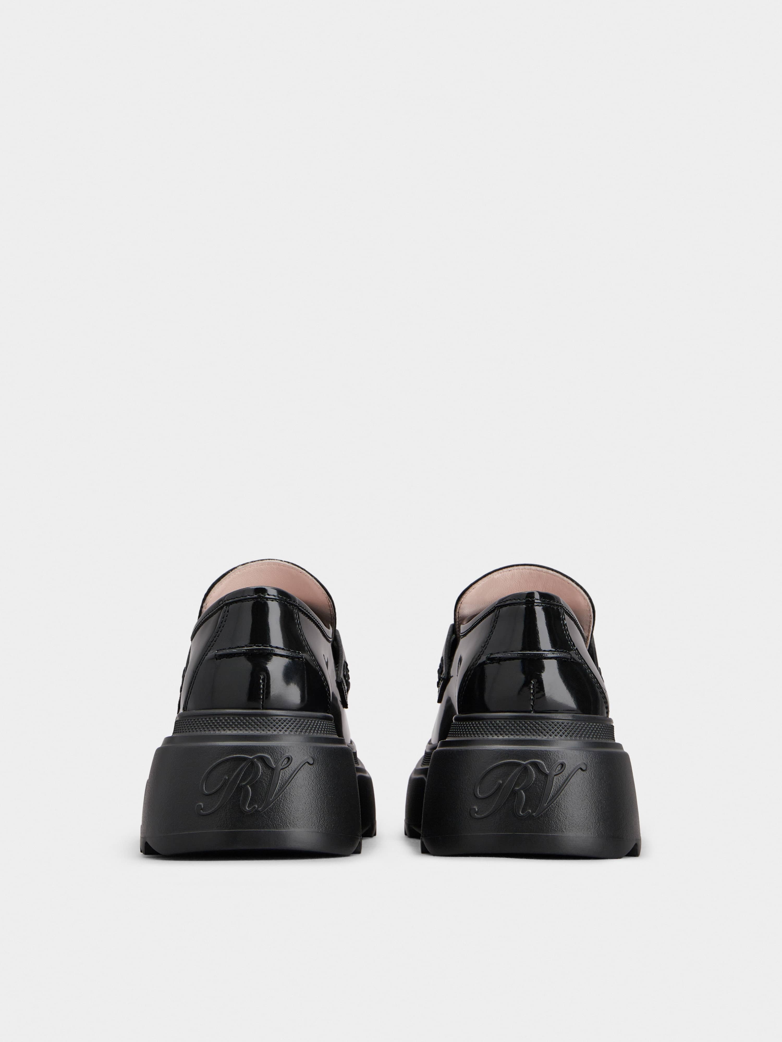 Roger Vivier Wallaviv Strass Buckle Loafers in Leather