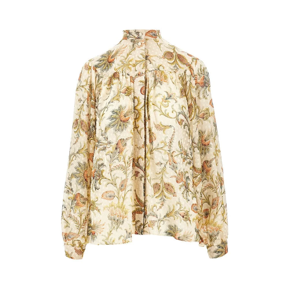 PLUMETIS SILK-BLEND BLOUSE - 1