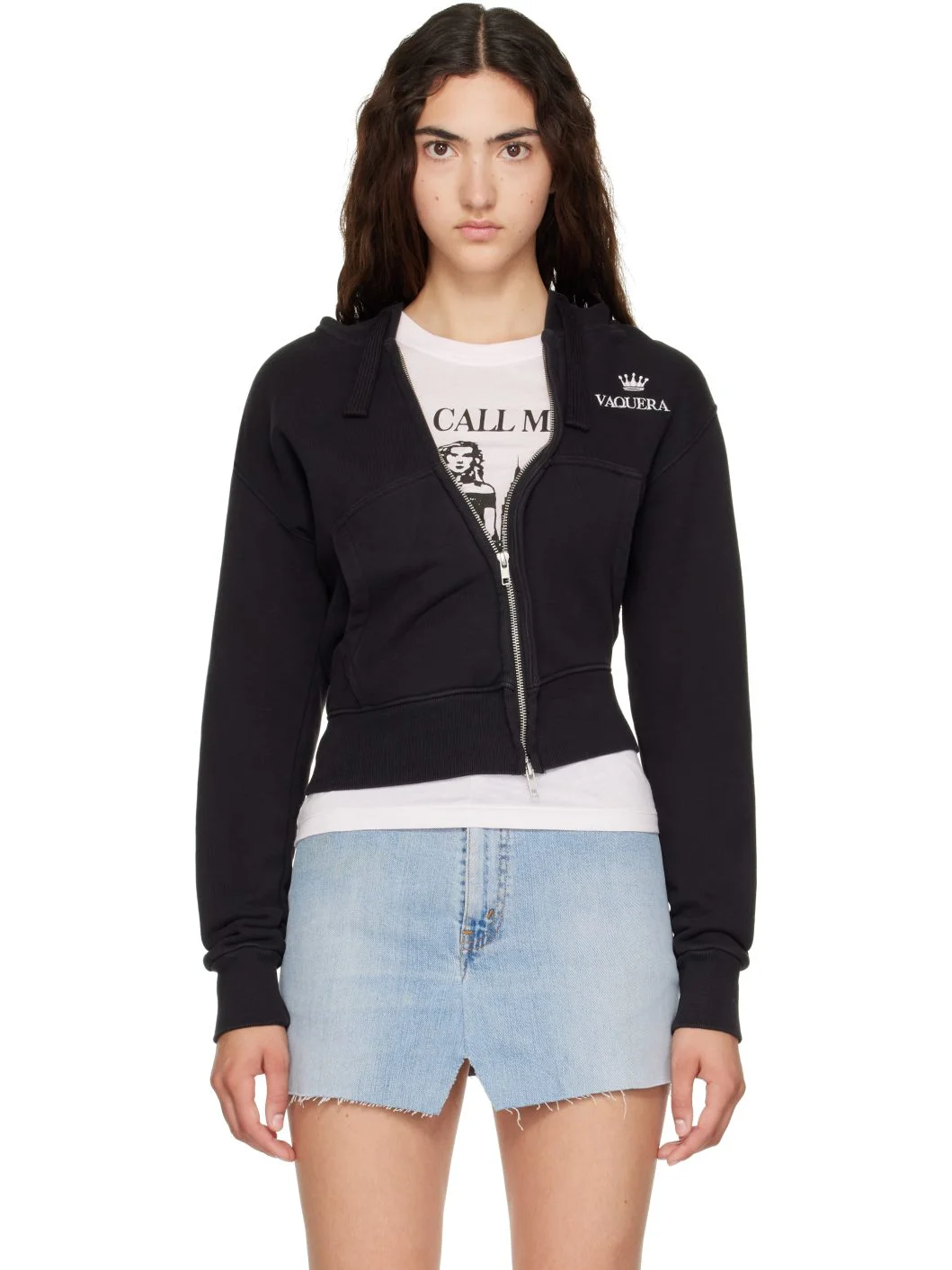 Black Twisted Zip Hoodie - 1