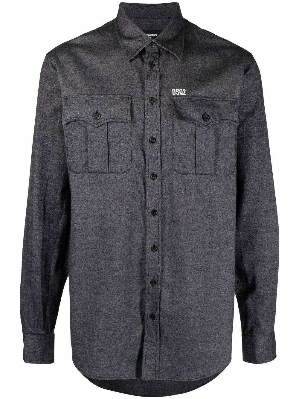 twill button front shirt - 1