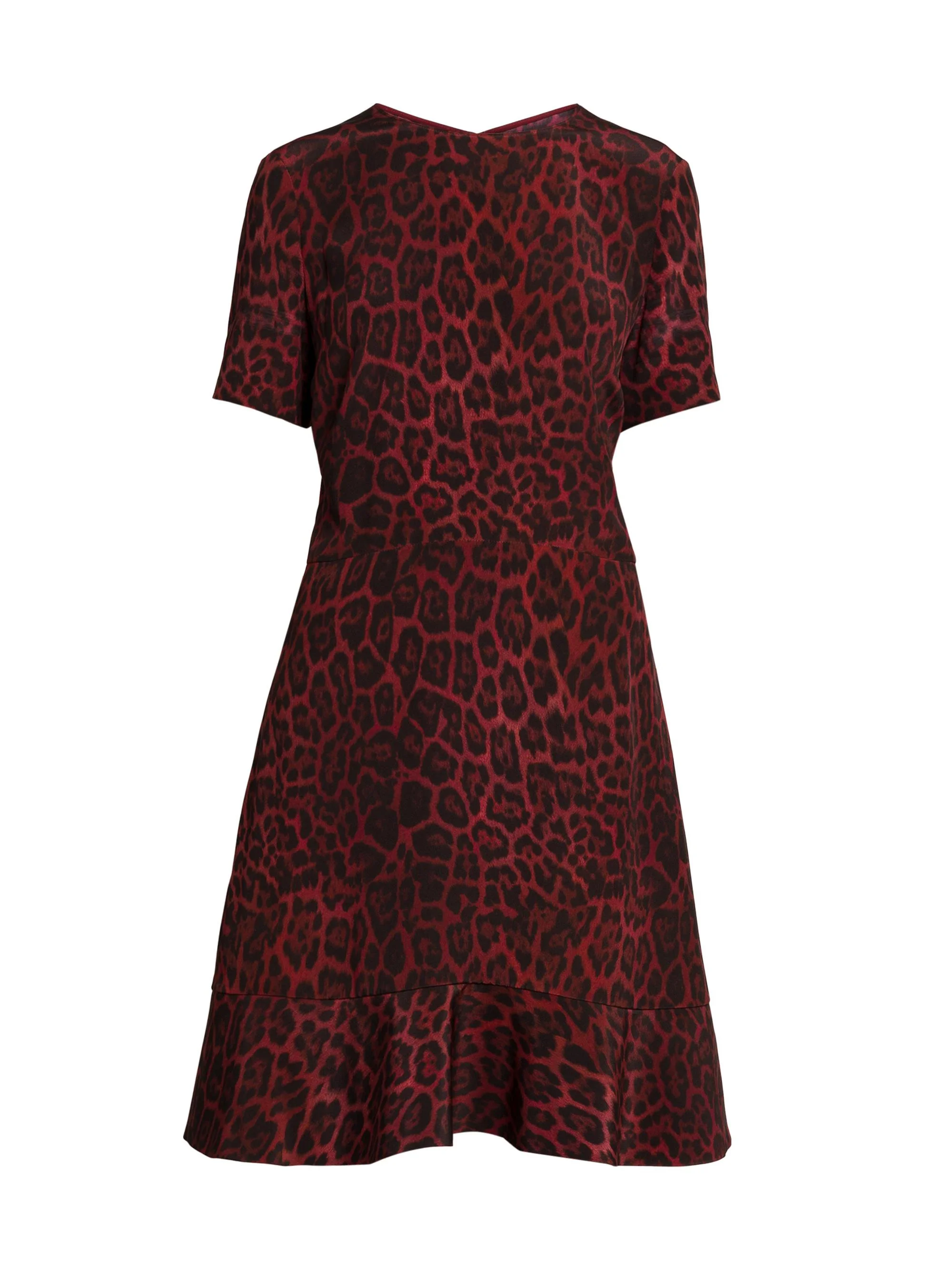 Women's Iconic Leopard Silk Crewneck Minidress - Berry - 1