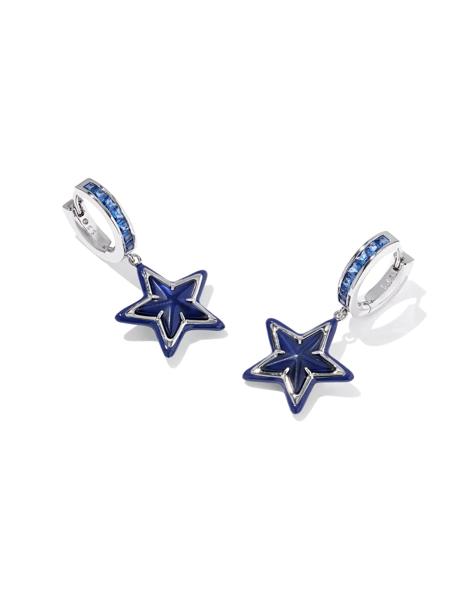 Cassidy Silver Enamel Huggie Earrings - 1