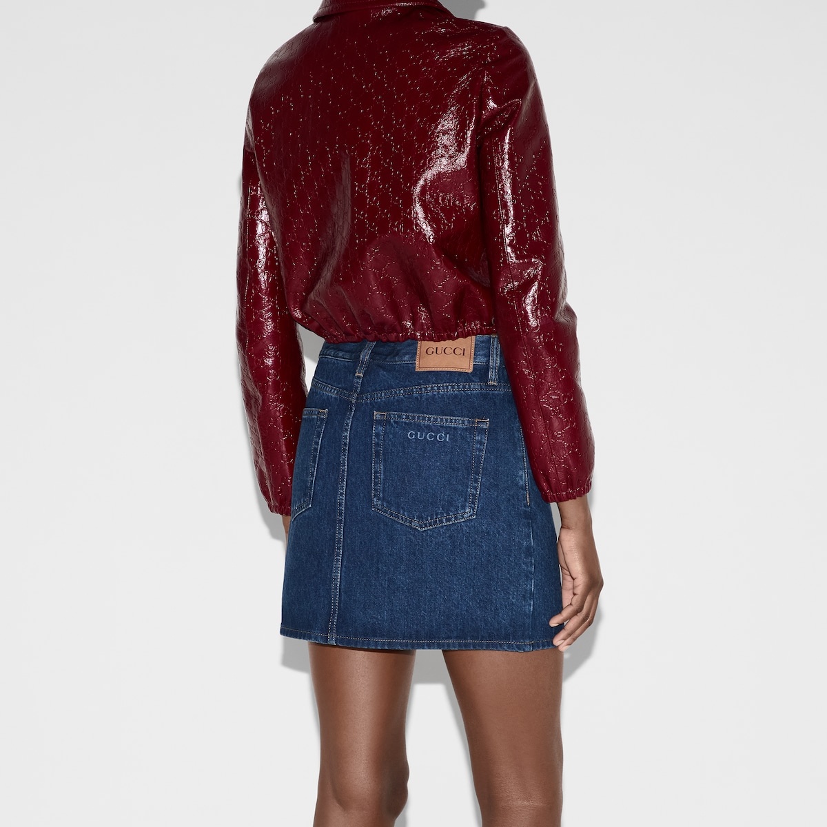 Regular denim skirt with laser logo - 4