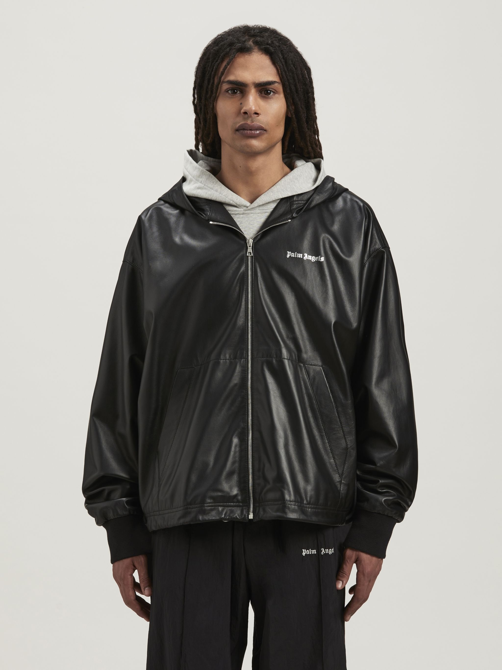 Classic Logo Leather Hoodie - 3