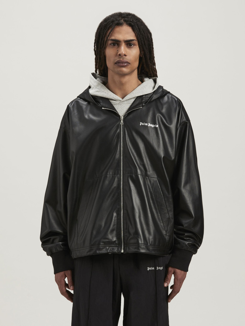 Classic Logo Leather Hoodie 3