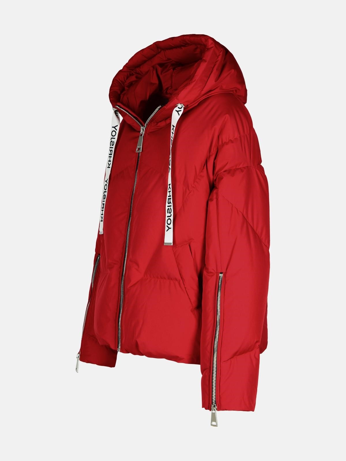 'ICONIC' RED POLYESTER BLEND DOWN JACKET - 2