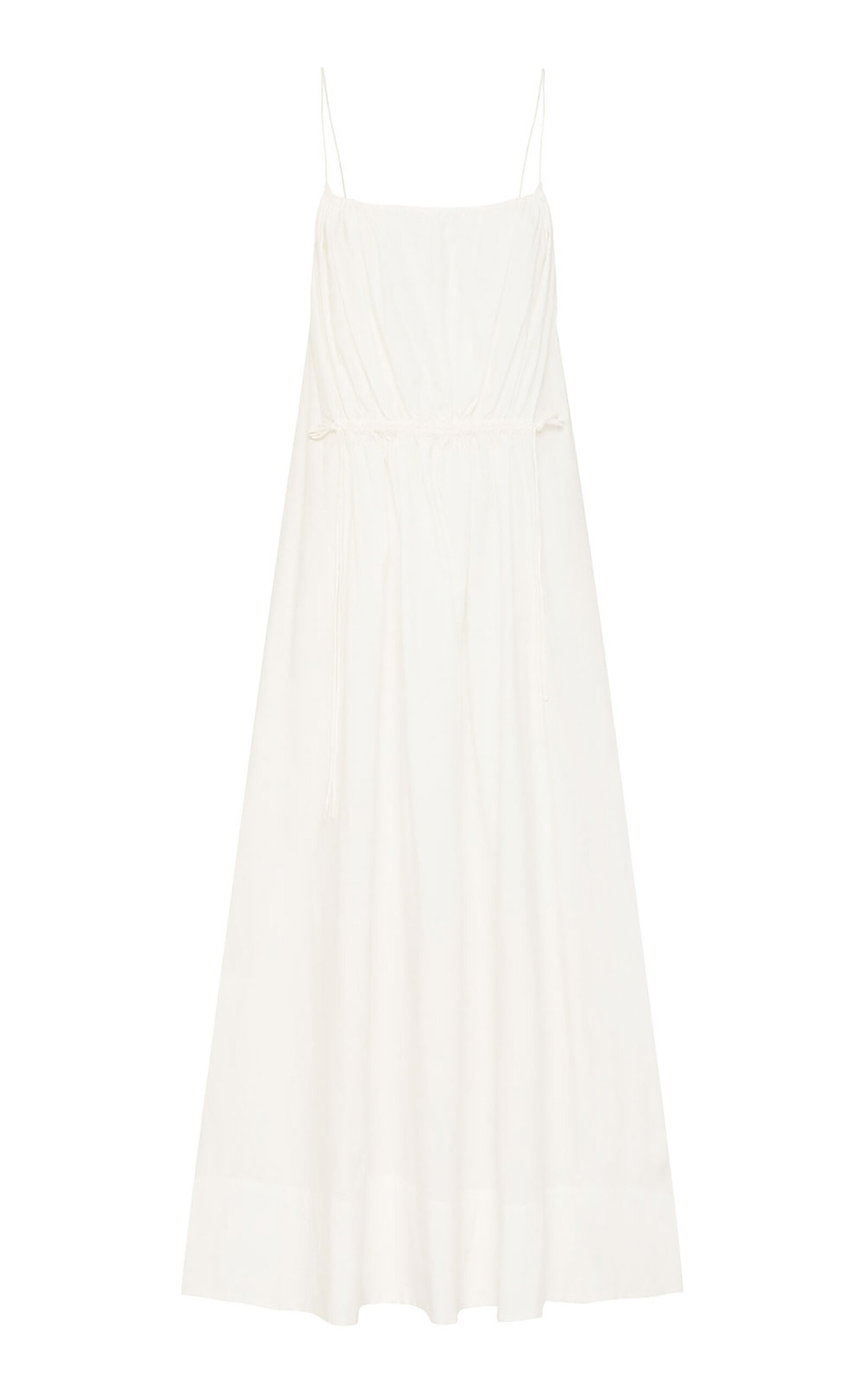 Drawstring-Detailed Cotton Maxi Dress white - 1