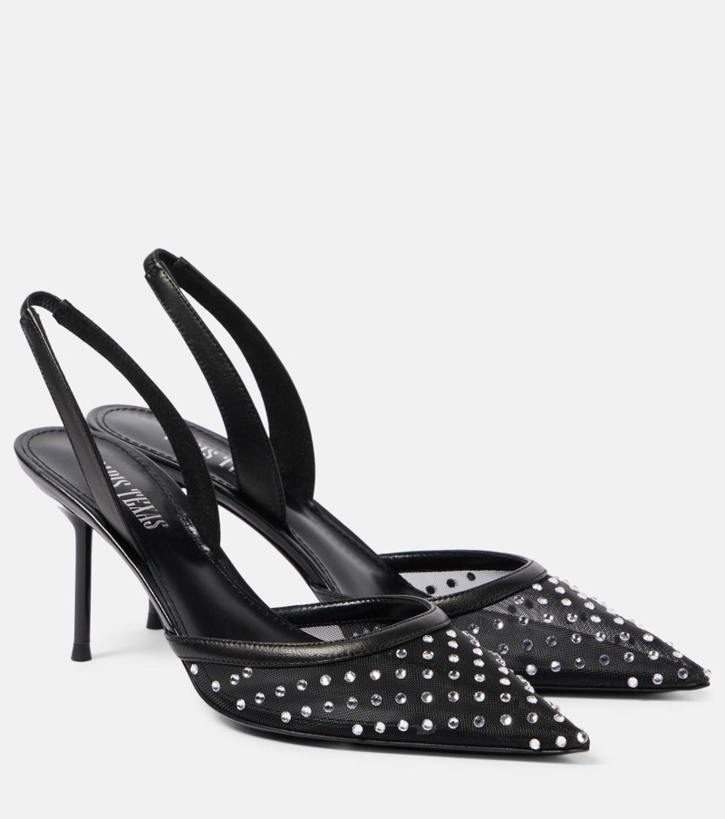 Lidia 80 embellished mesh slingback pumps - 1