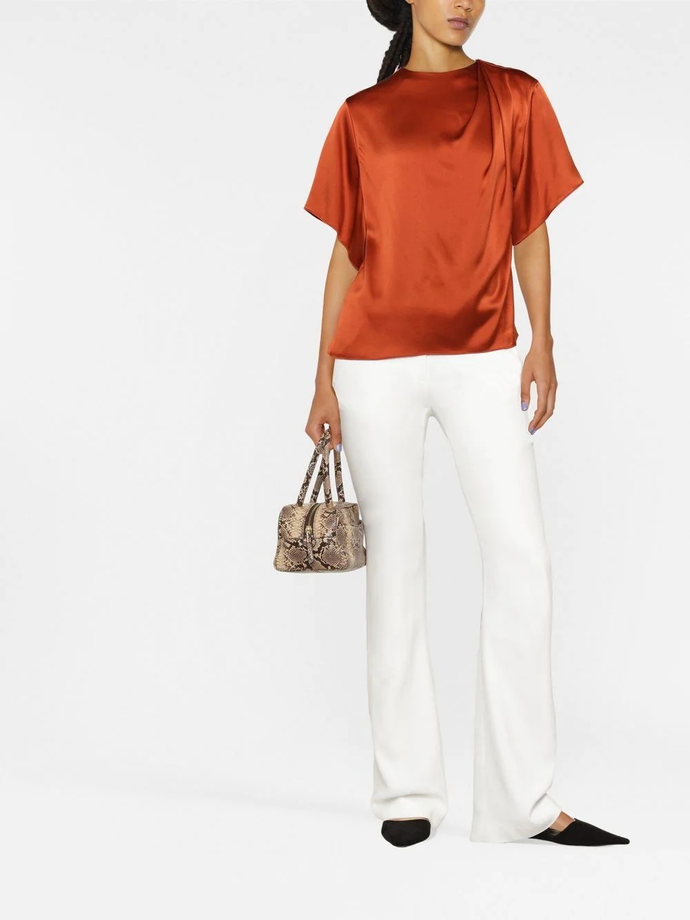 draped silk top - 2