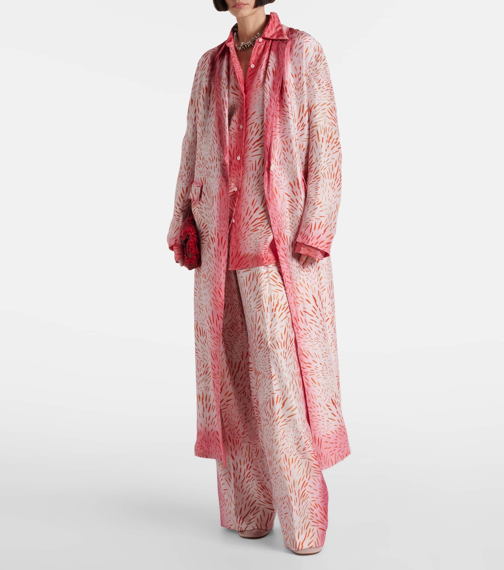 Printed silk wide-leg pants - 2