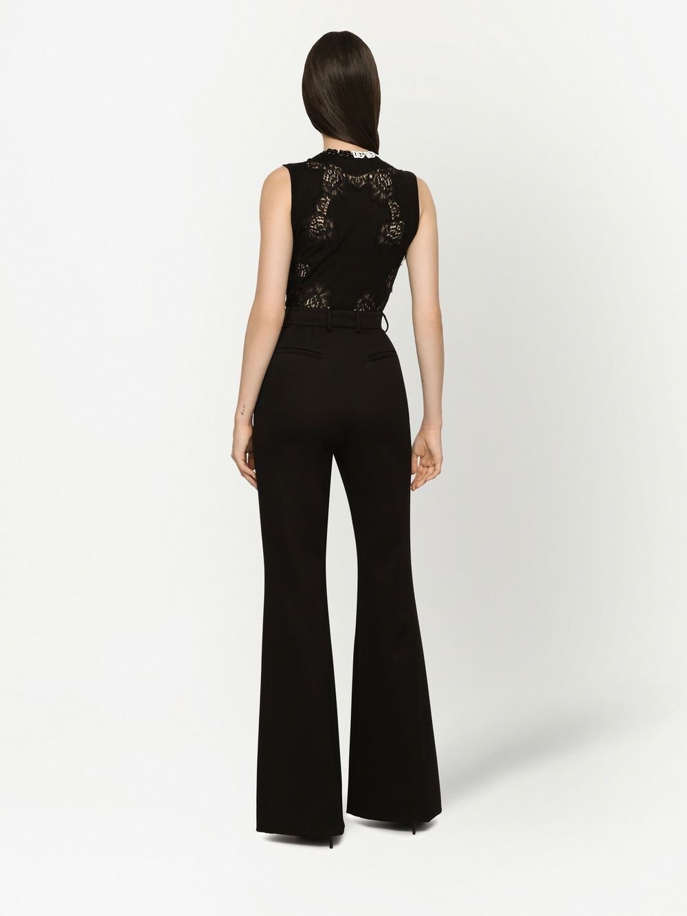 lace-trim sleeveless top - 4