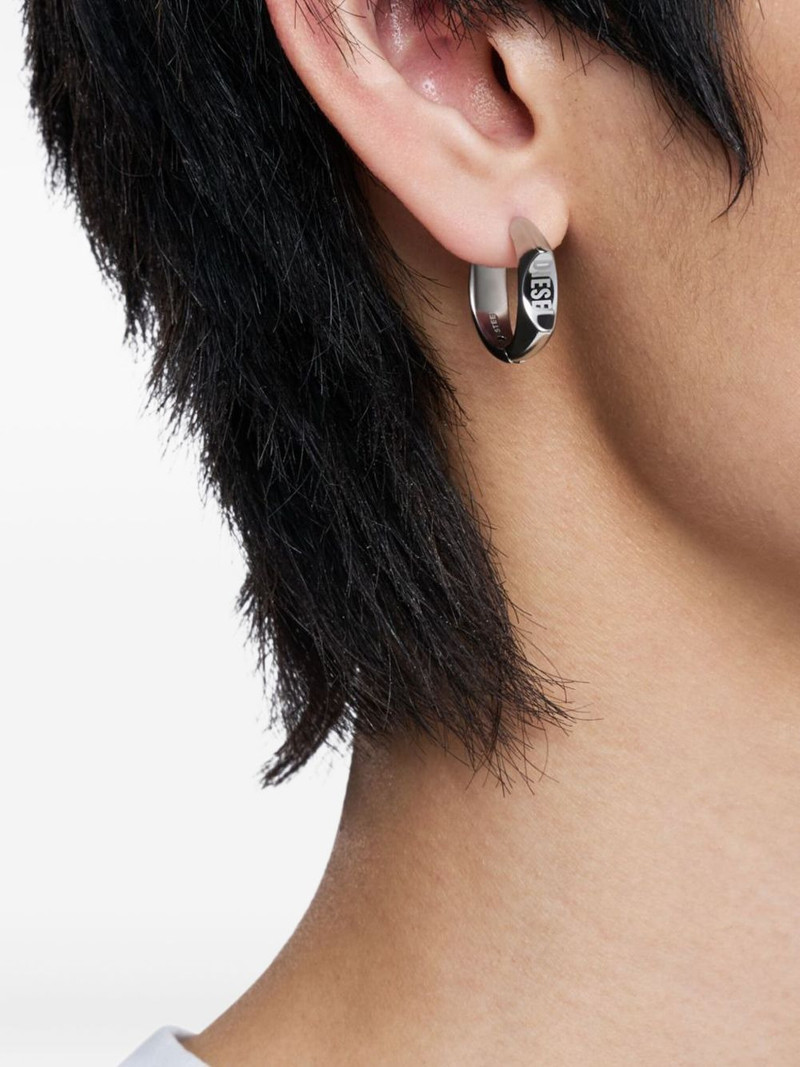 Diesel steel logo hoop earrings outlook
