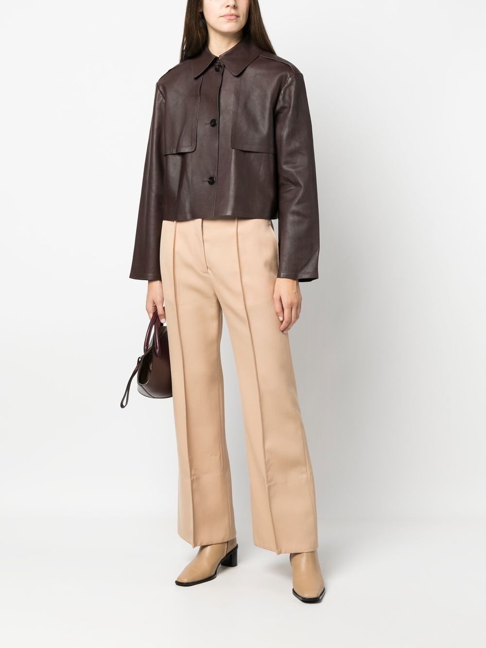 pintuck-detail flared trousers - 2
