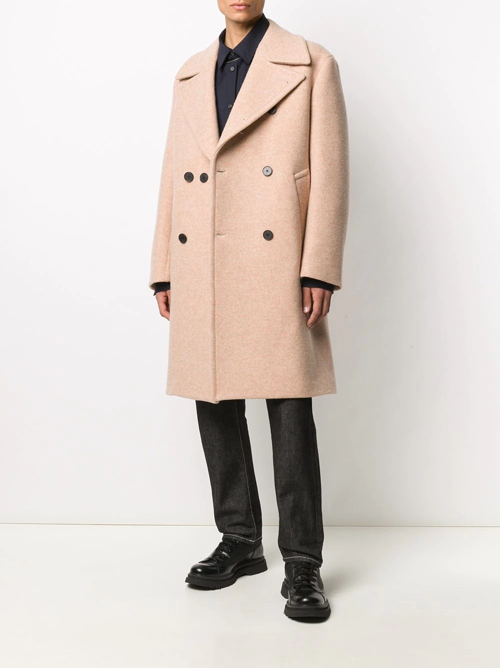 wide lapels double-breasted coat - 2