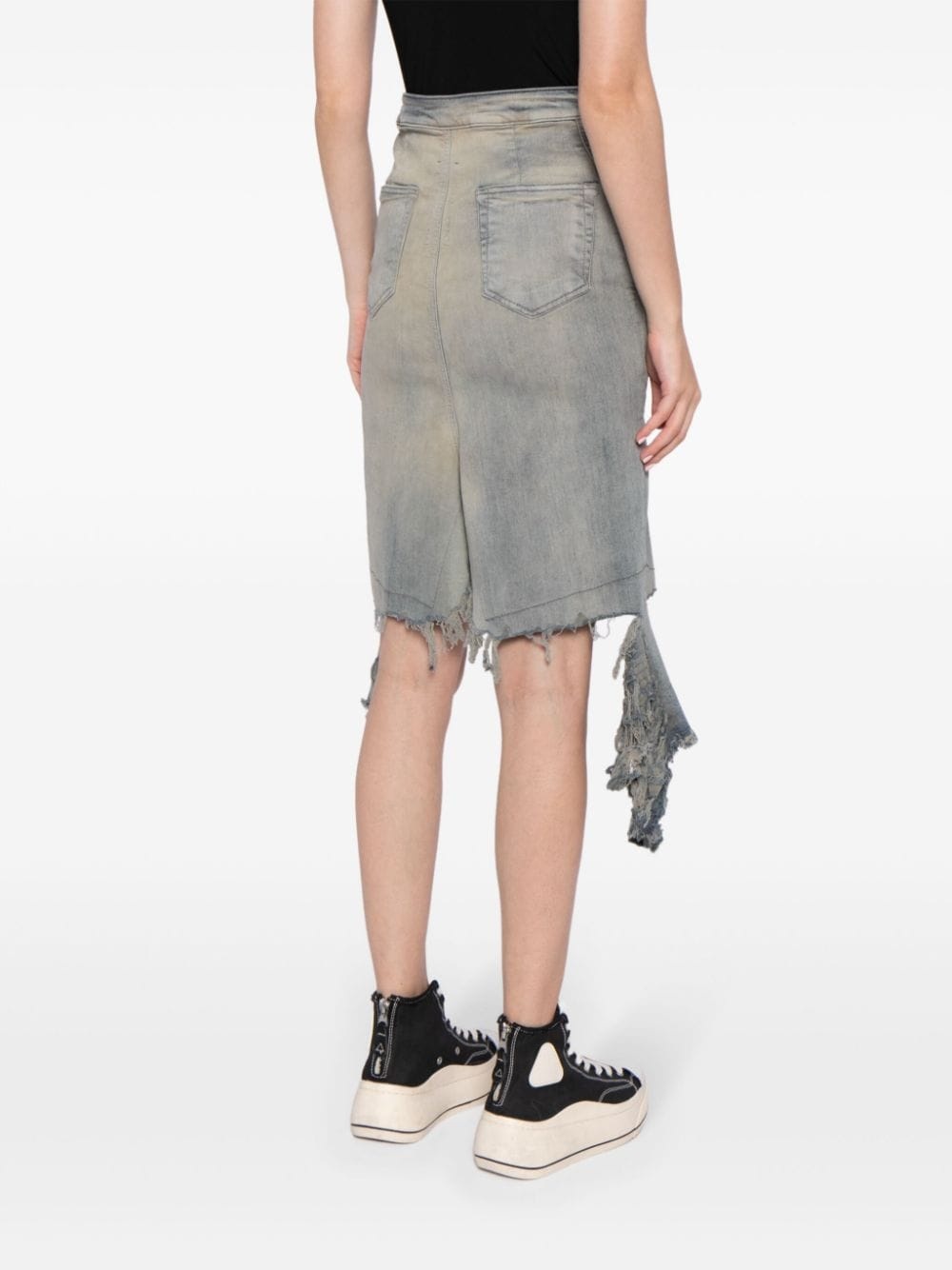 distressed denim skirt - 4