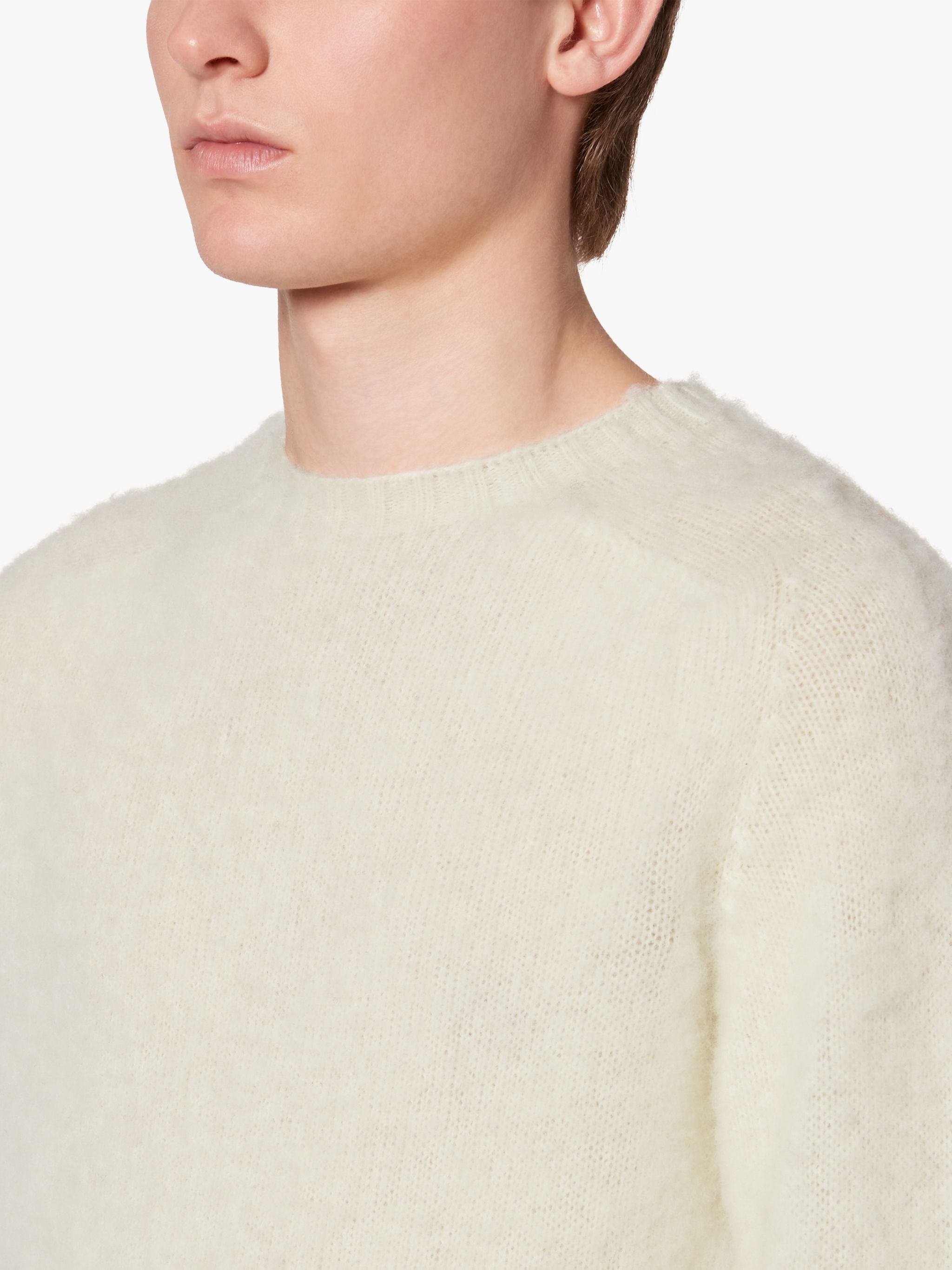 HUTCHINS WHITE WOOL CREW NECK SWEATER - 5