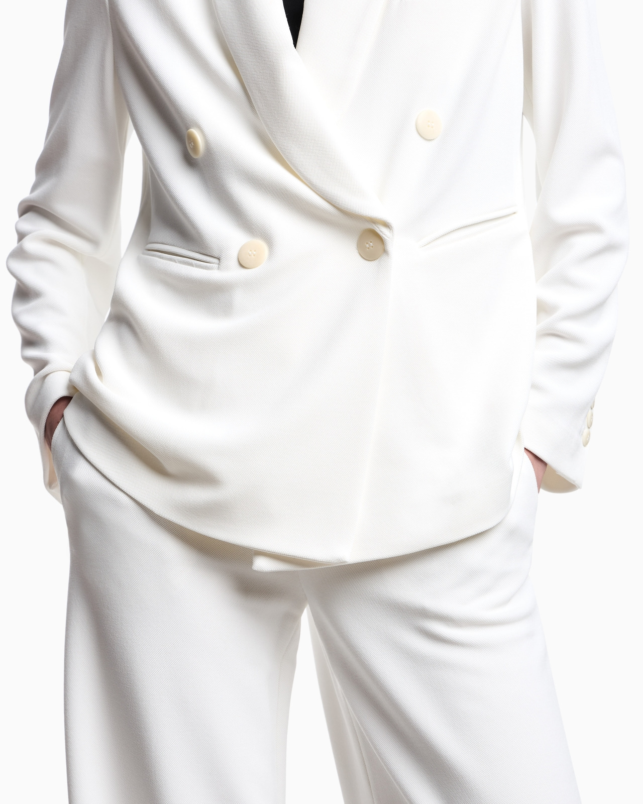 ICON COMPACT PIQUÉ DOUBLE-BREASTED BLAZER - 5