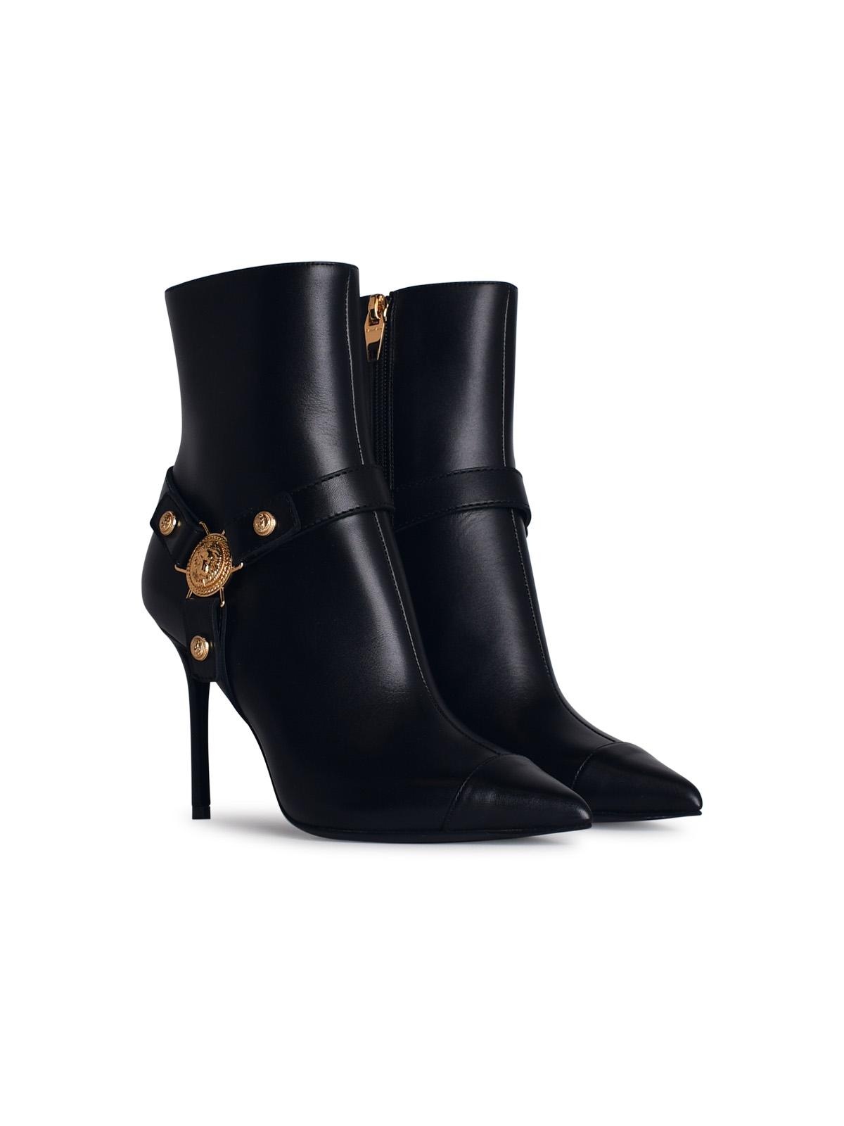 Balmain 'Eva' Black Lear Ankle Boots - 2