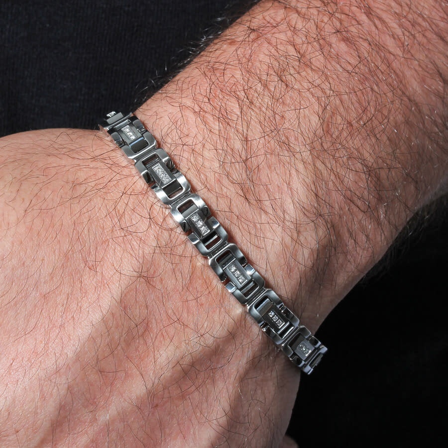 Robert Alton - Robert Alton 1/4CTW Diamond Stainless Steel Bracelet - 5