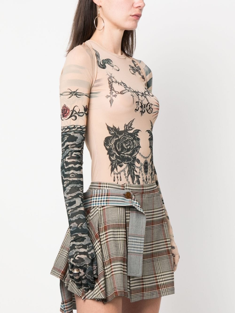 Jean Paul Gaultier graphic-print glove-sleeve top | REVERSIBLE