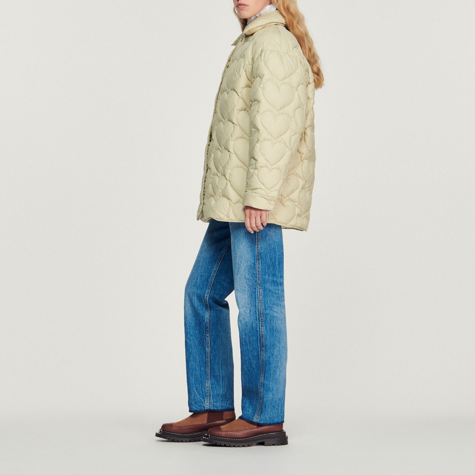 Oversized padded jacket with hearts - 7
