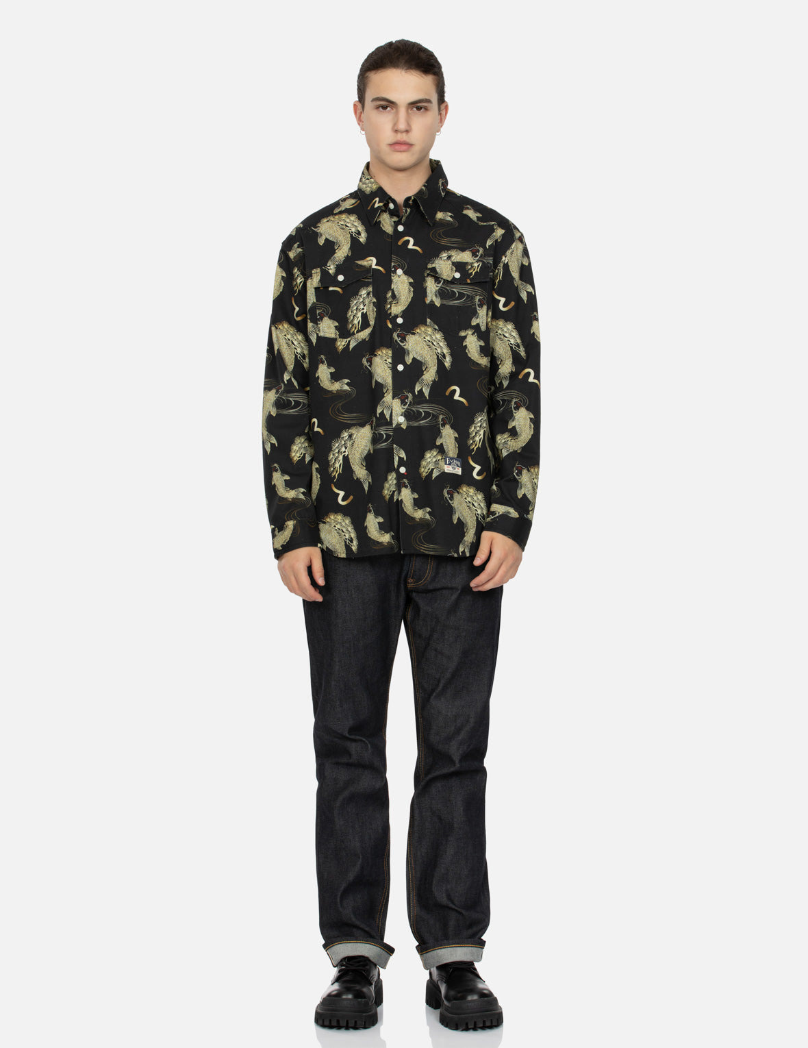 ALLOVER CARP AND SEAGULL PRINT OVERSIZED SHIRT - 5