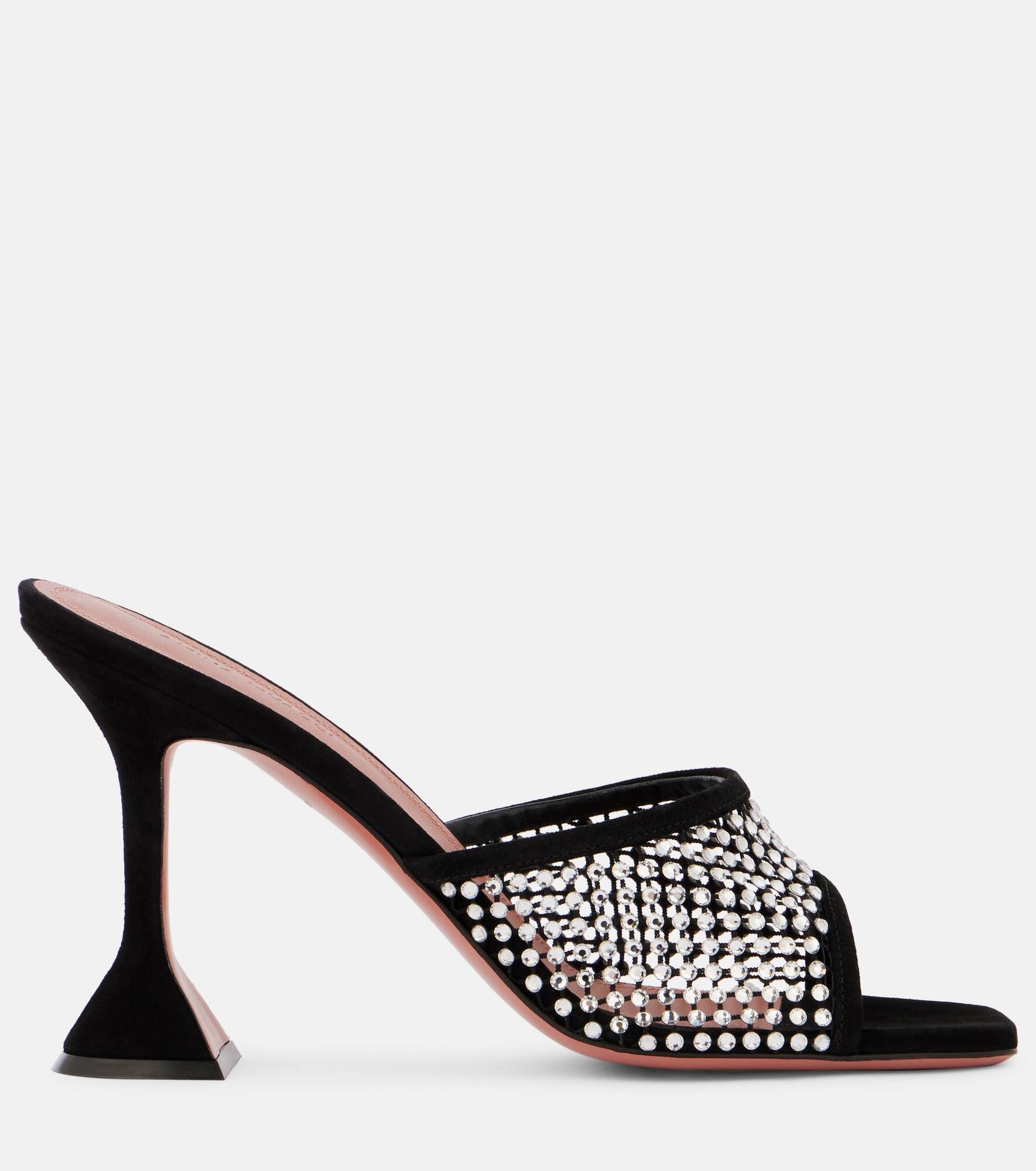 Lupita 95 suede-trimmed mesh mules - 4