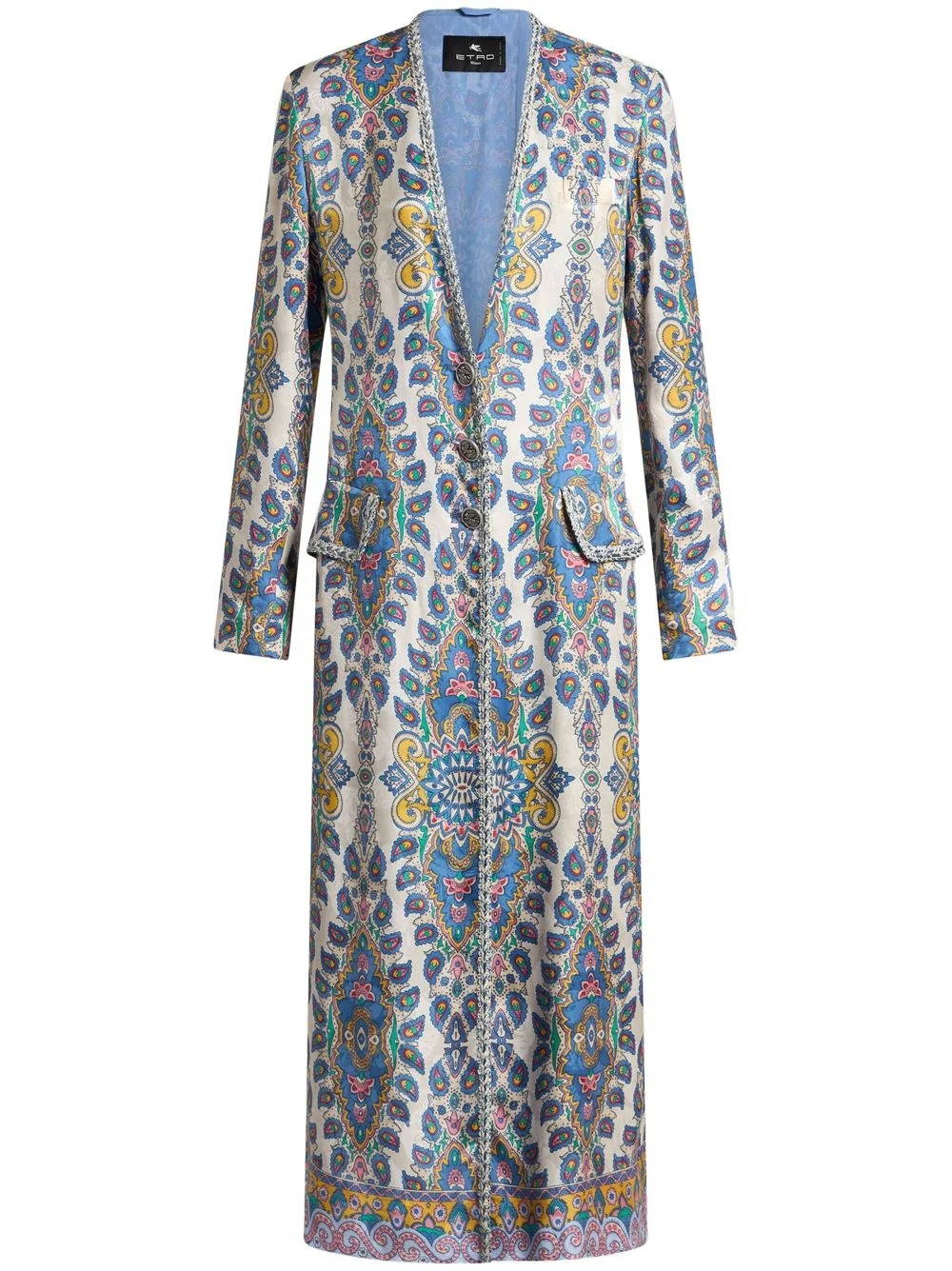 paisley-print duster coat - 1