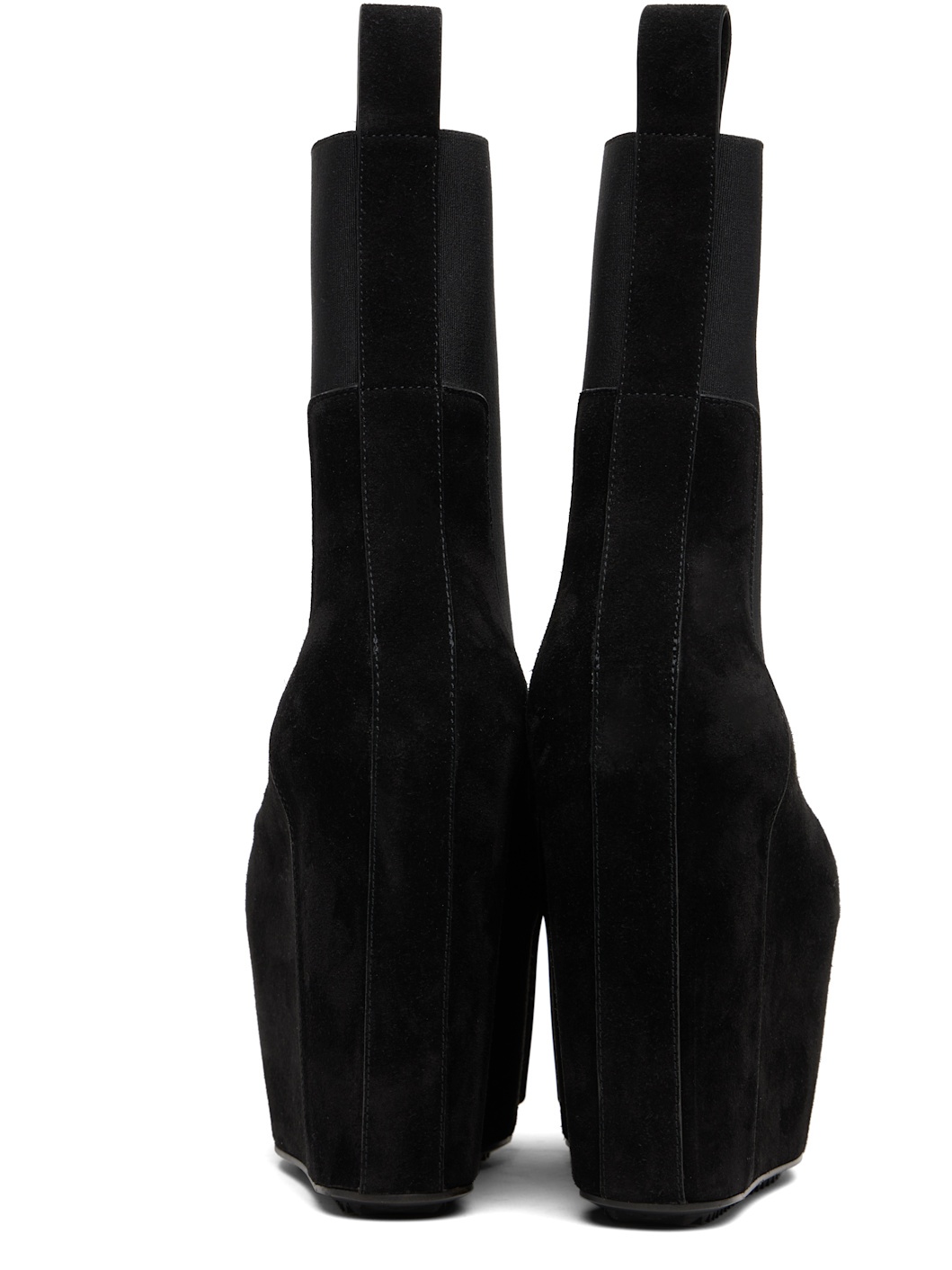 Black Grilled Wedge Beatle Suede Chelsea Boots - 2