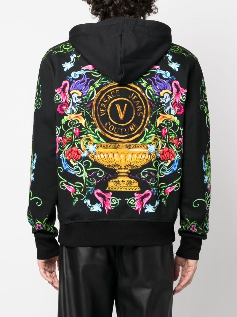 baroque-print cotton hoodie - 4