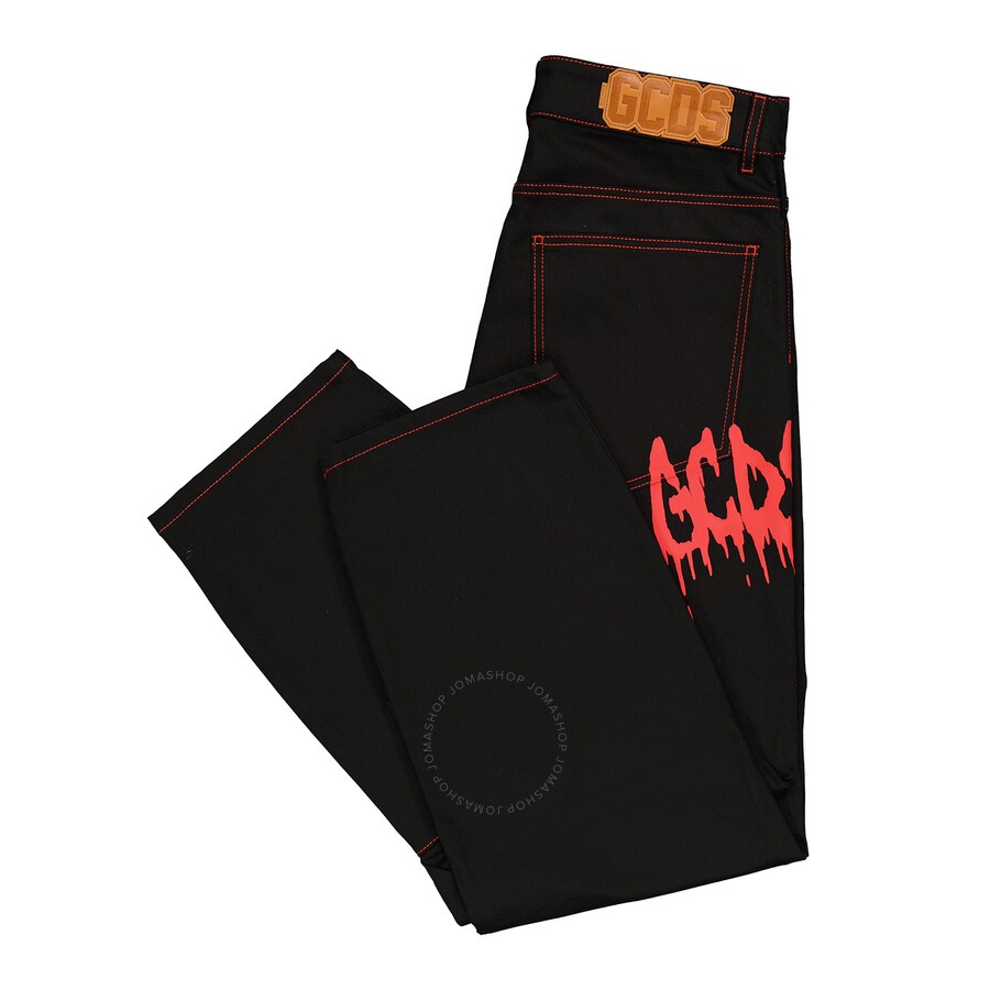 GCDS Men's Black Nightmares Ultrawide Denim Trousers - 7