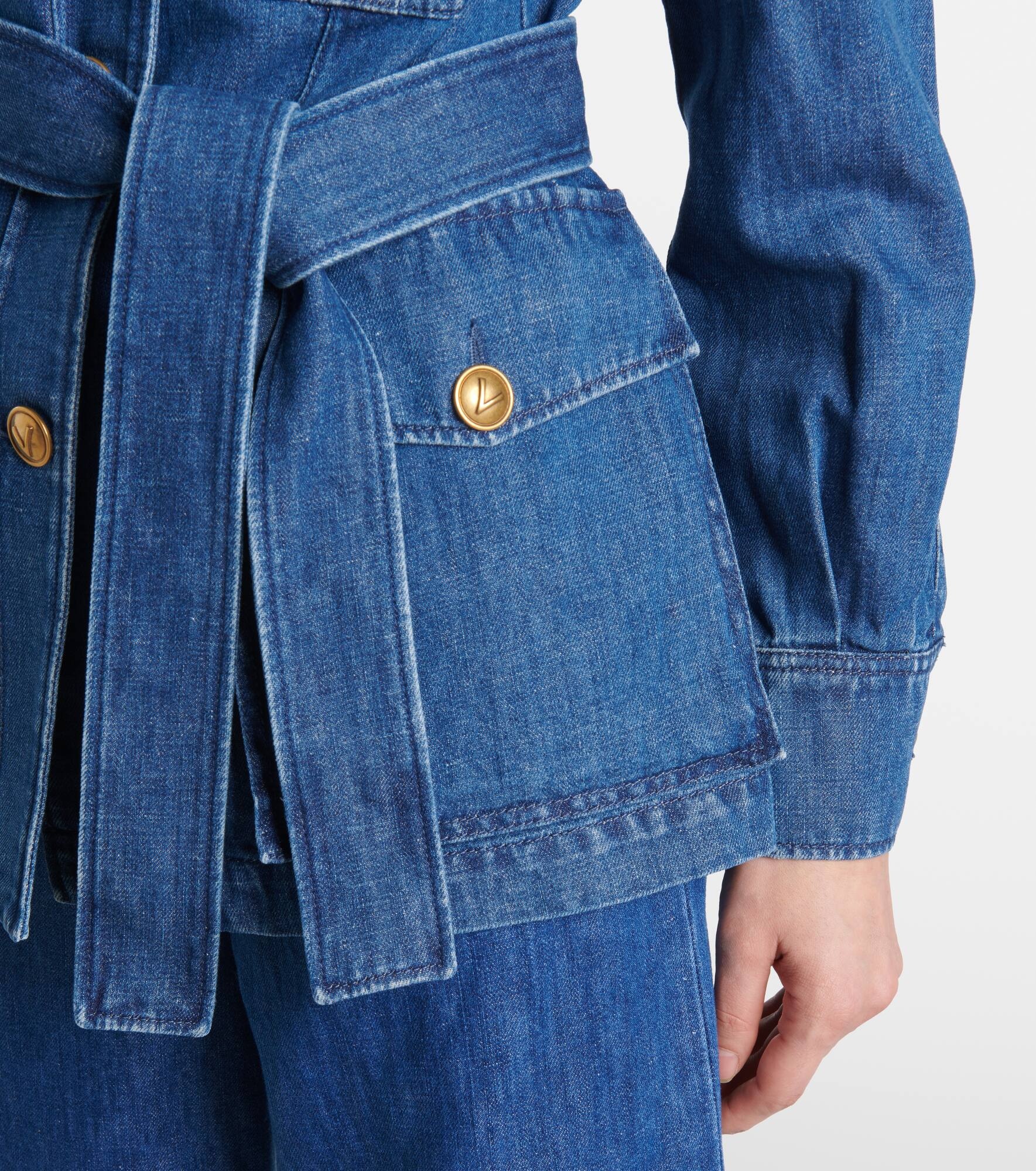 Belted denim jacket - 5