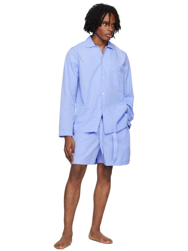 TEKLA Blue Drawstring Pyjama Shorts outlook