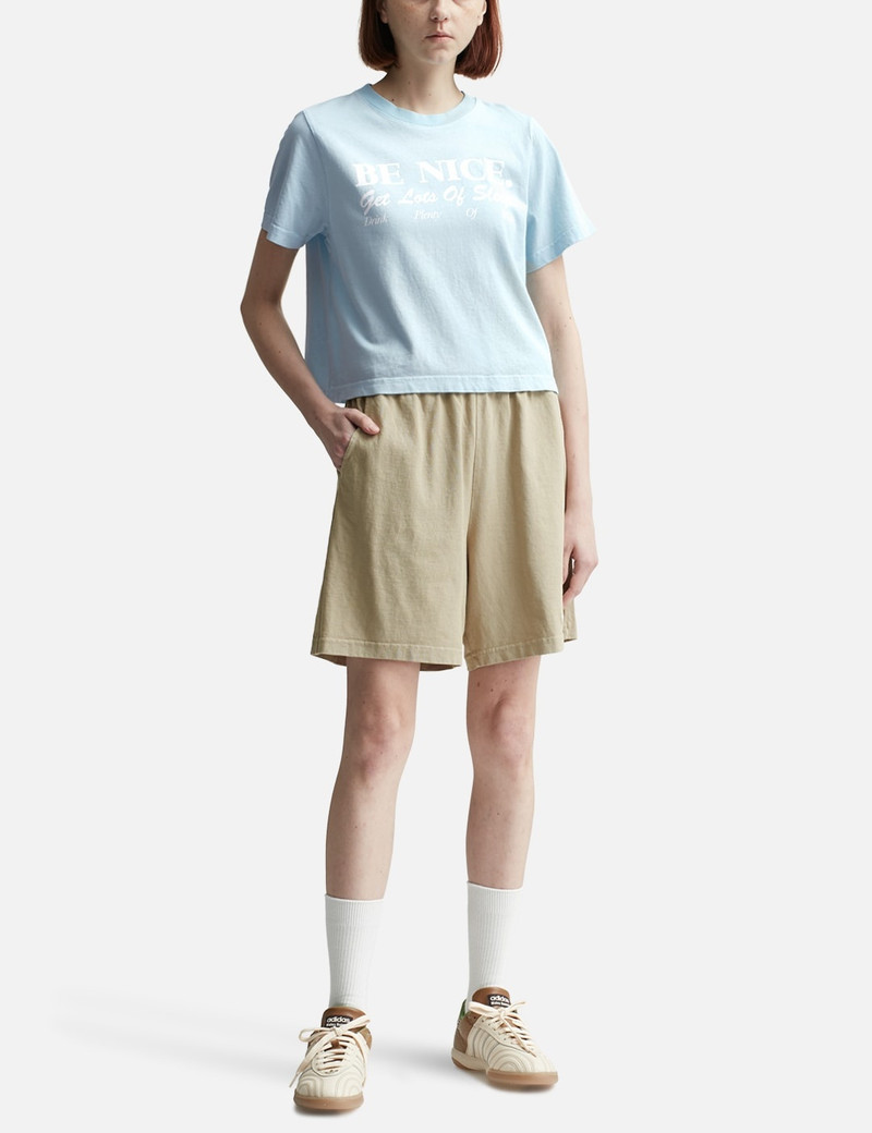 Sporty & Rich SERIF LOGO EMBROIDERED GYM SHORTS ELEPHANT/WHITE outlook