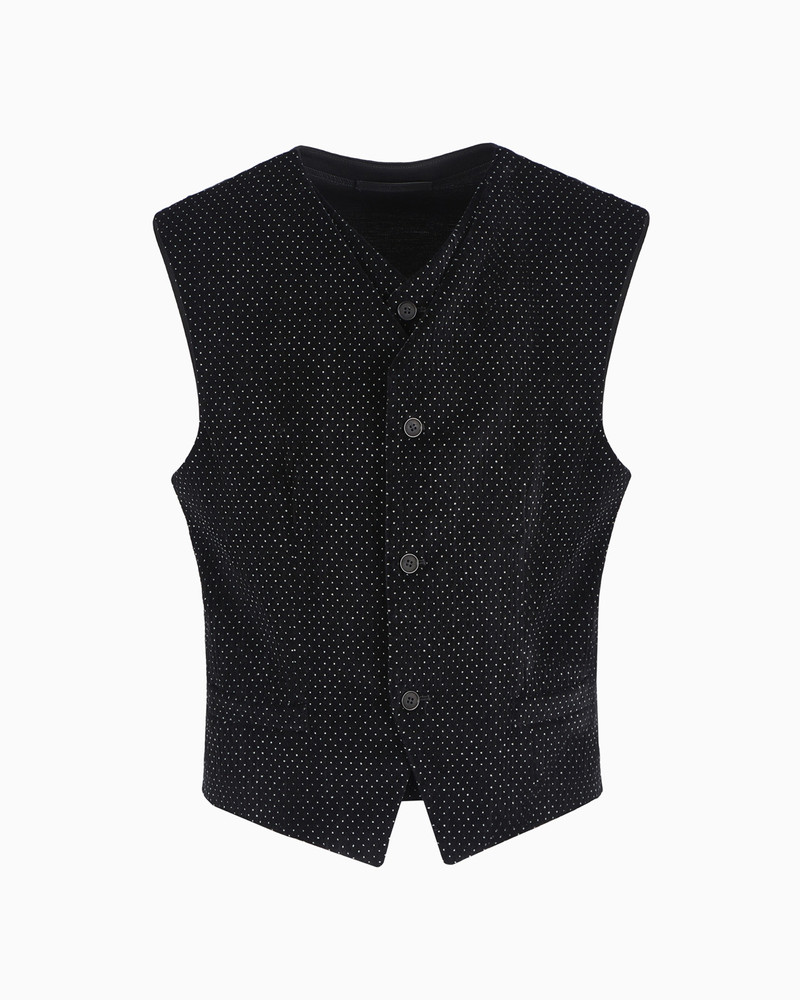 SINGLE-BREASTED WAISTCOAT IN SEERSUCKER VELVET WITH A POLKA-DOT MOTIF 1