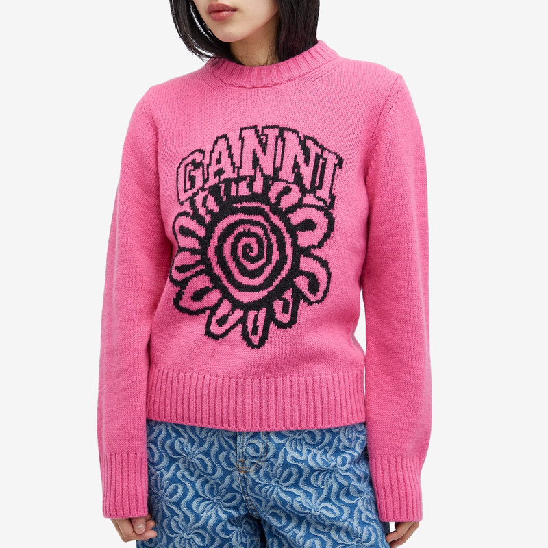 GANNI GANNI Graphic O-Neck Pullover Flower outlook