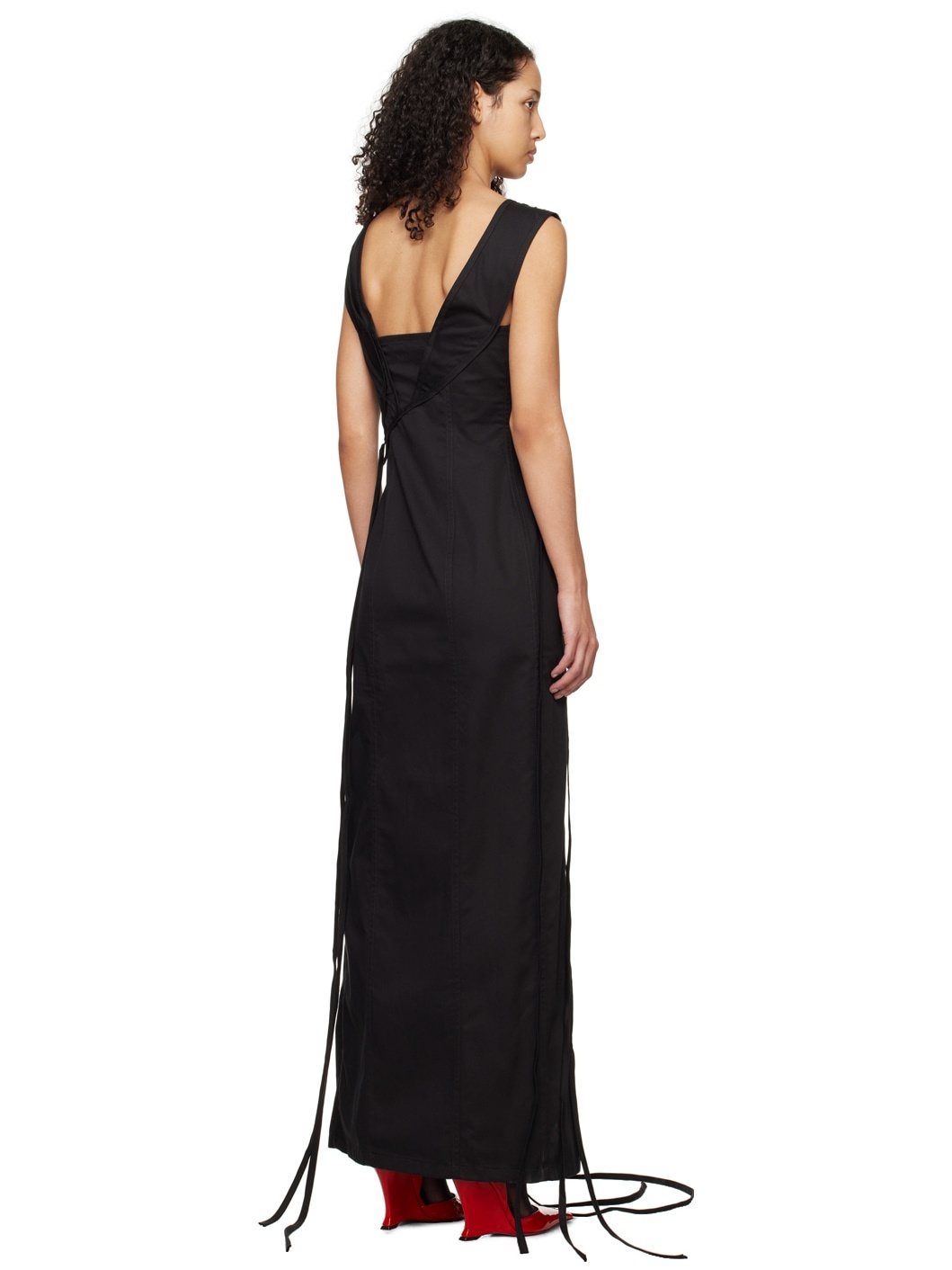 Black Asymmetric Maxi Dress - 3