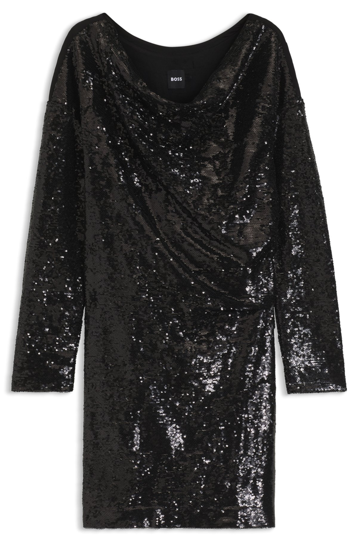 SEQUIN DRESS WITH DRAPED NECKLINE - 1