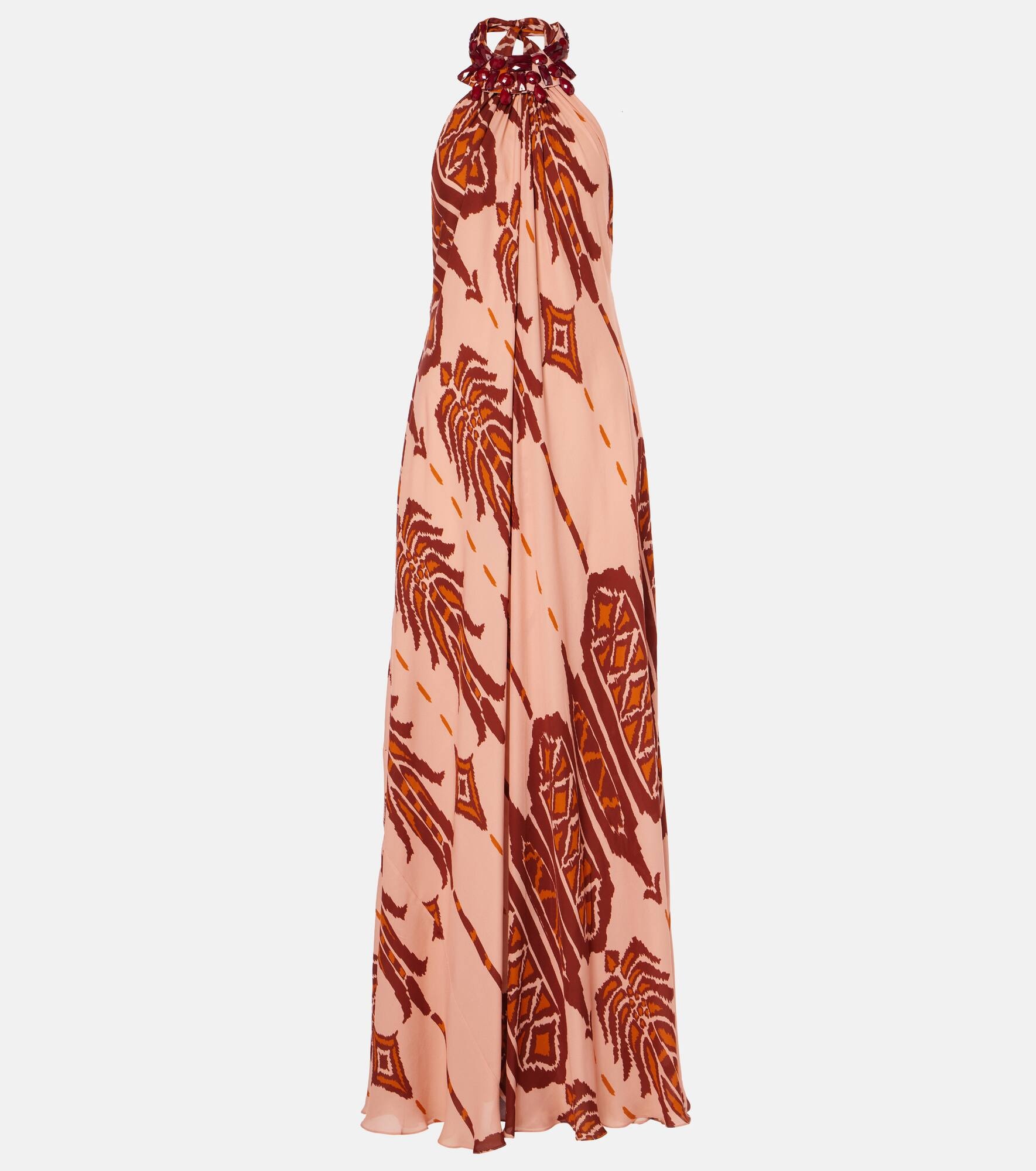 Printed halterneck silk gown - 1