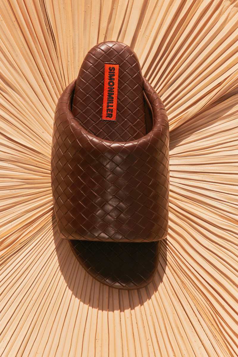 SIMONMILLER Woven Bubble Slide in Chocolate outlook