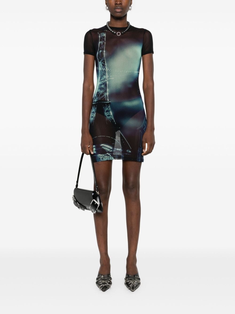Pigalle-print mesh mini dress - 2