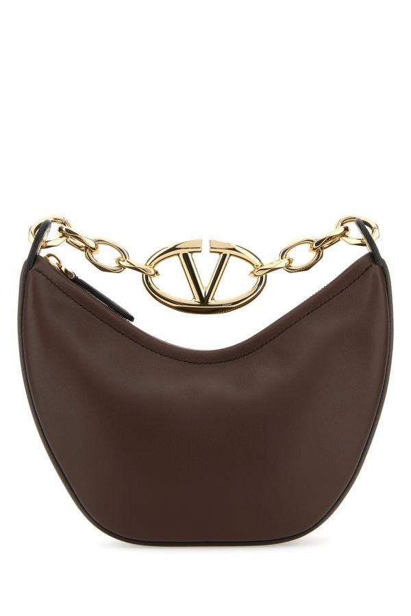 Brown leather VLogo handbag - 1