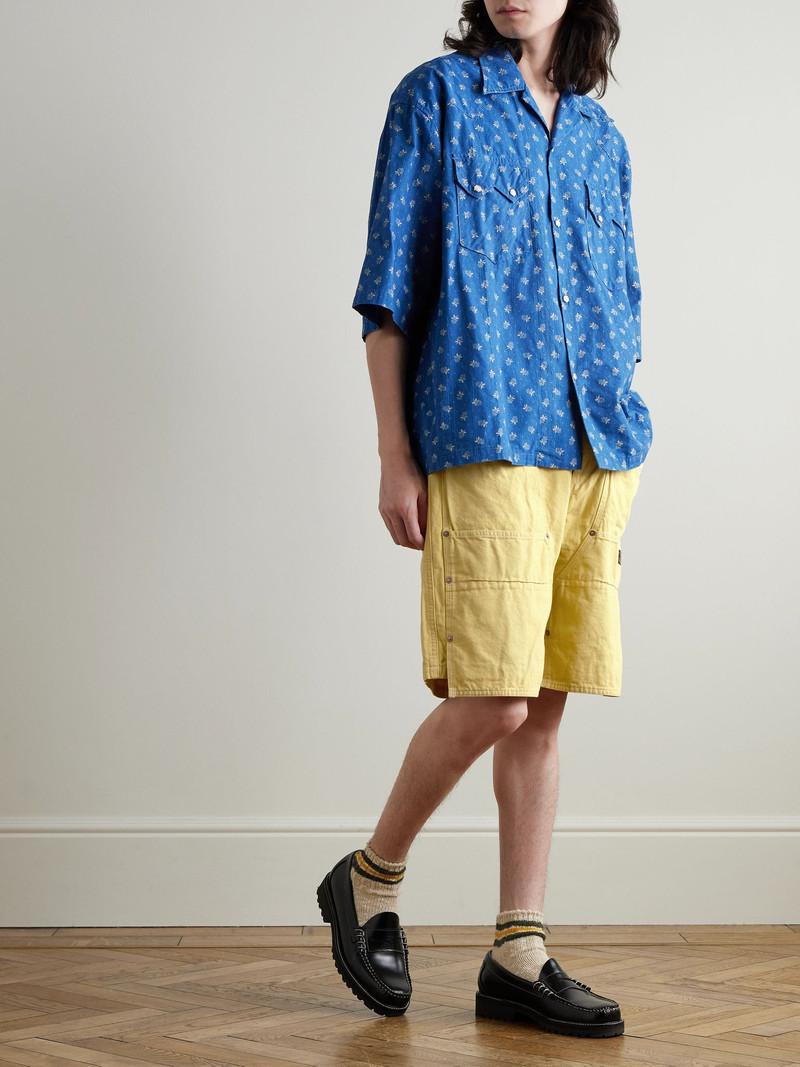 Kapital Easy Straight-Leg Cotton-Twill Drawstring Shorts Yellow outlook